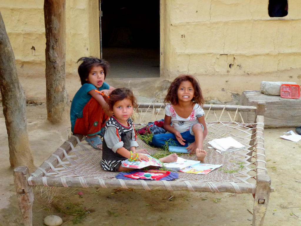 Kids playing outside their house, Thakudwara | | Bardia Eco ...